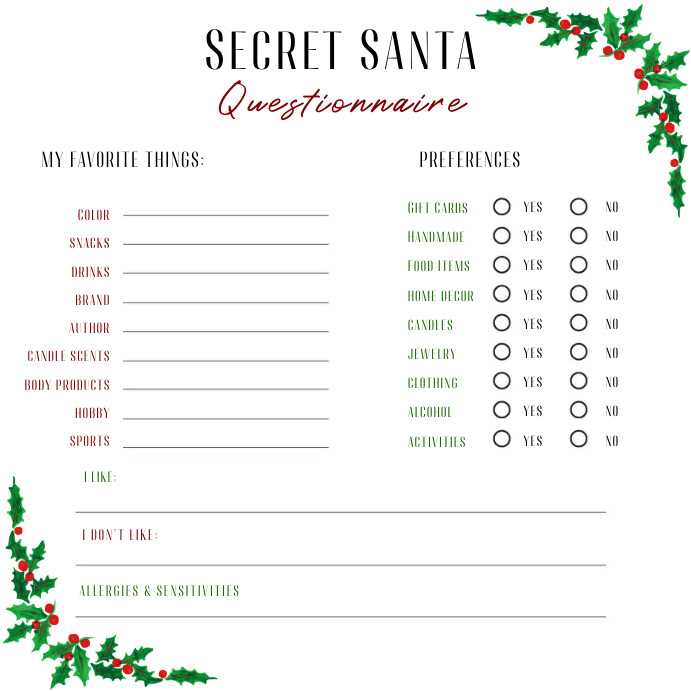 secret santa questionnaire printable secret santa questionnaire printable