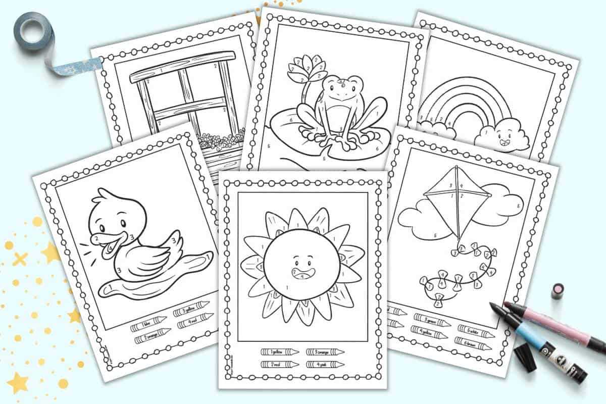 spring color by number printables spring color by number printables
