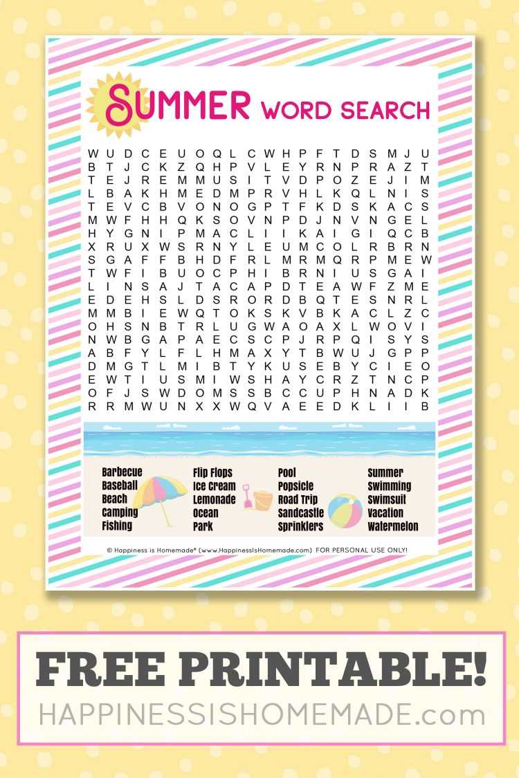 summer word search free printable summer word search free printable