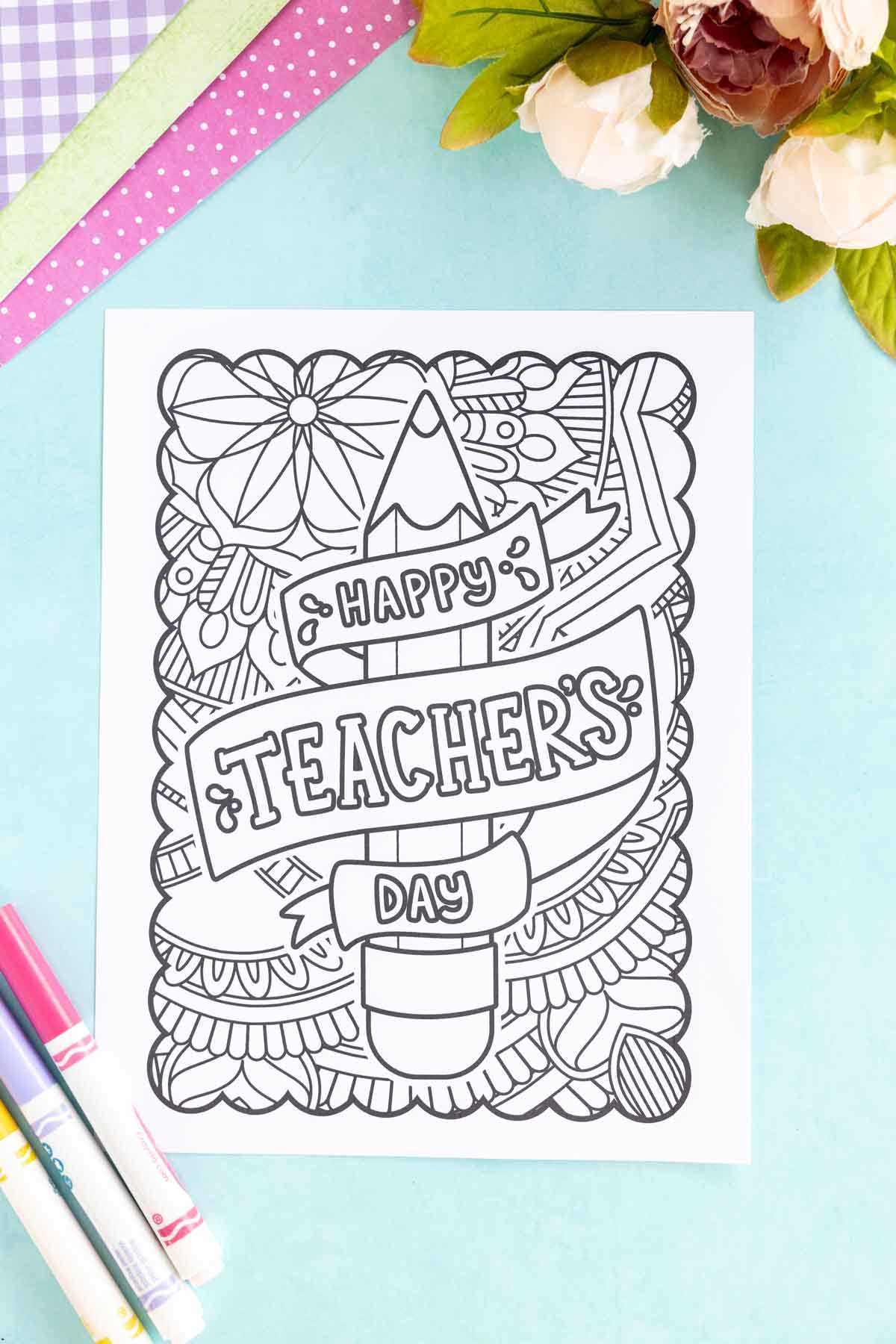 teacher appreciation coloring card free printable