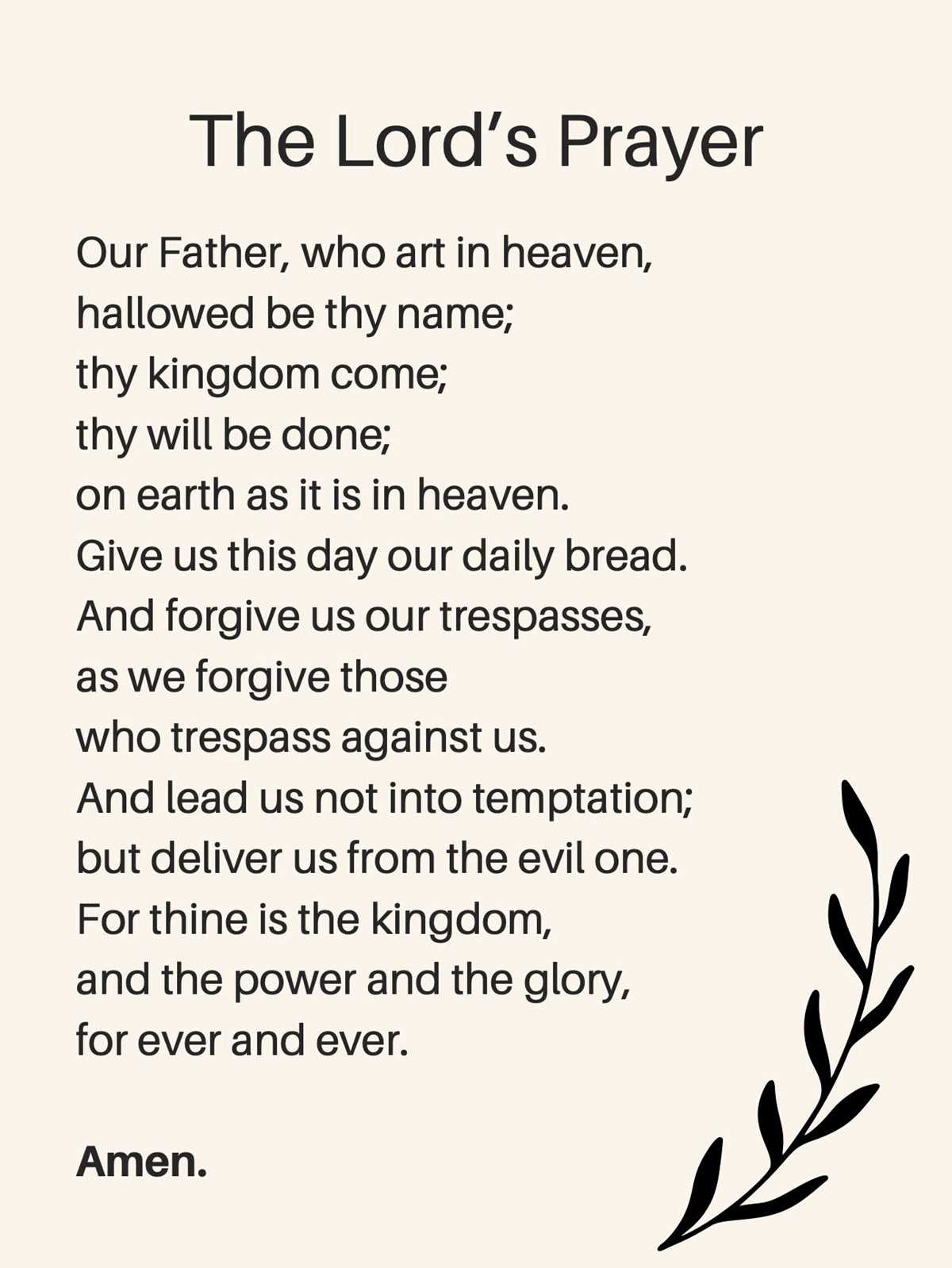the lords prayer printable