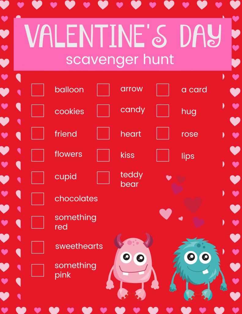 valentine scavenger hunt free printable valentine scavenger hunt free printable