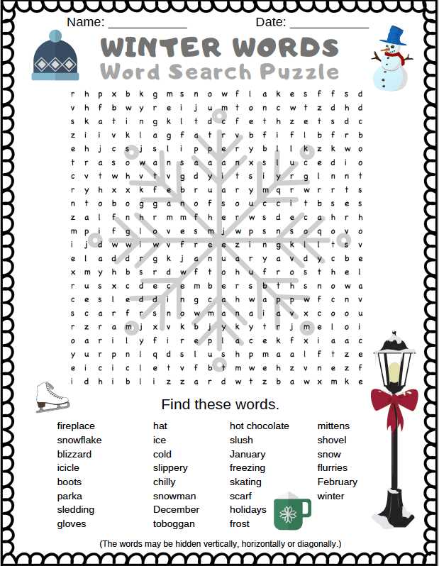 word search winter printable word search winter printable