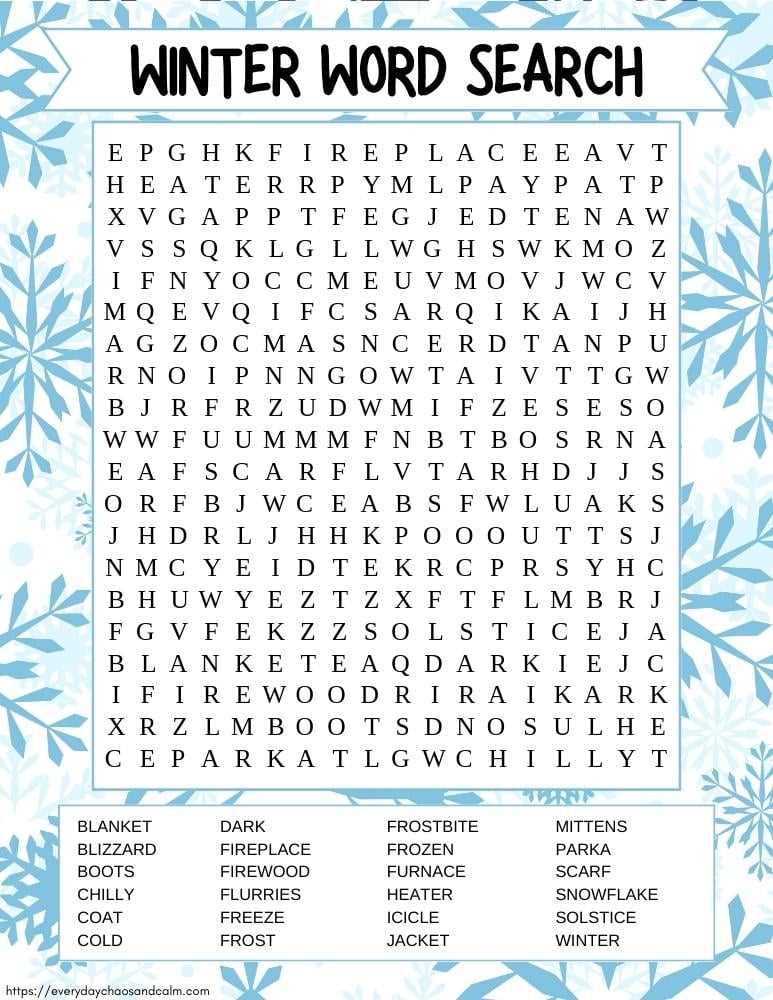 word search winter printable word search winter printable
