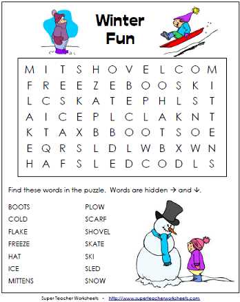 word search winter printable word search winter printable