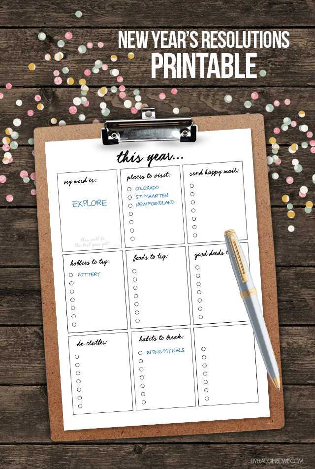 free new years resolution printables
