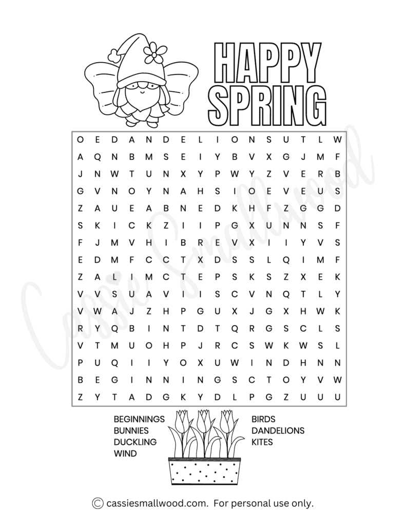 free printable spring word search