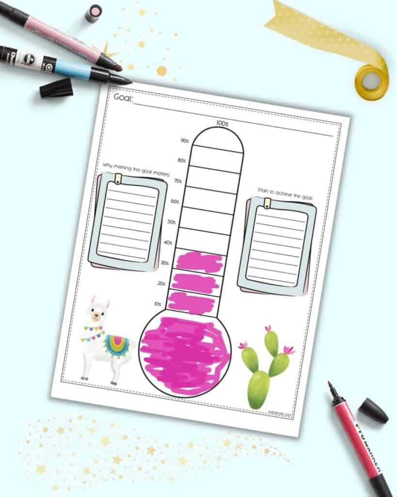 printable goal chart thermometer