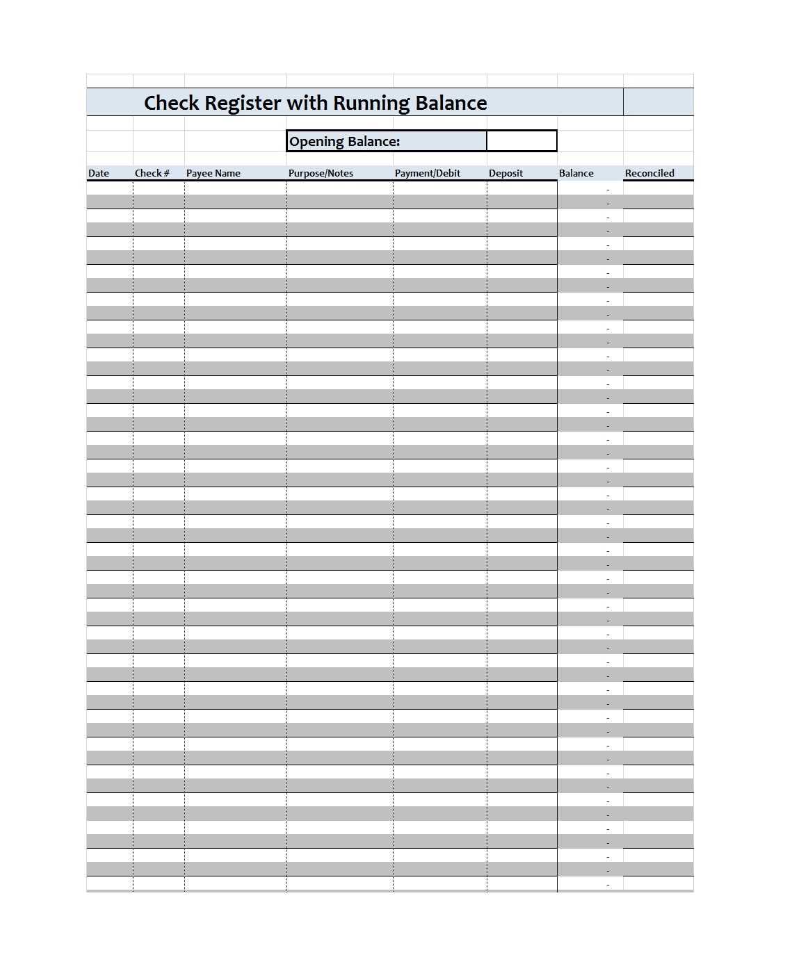free printable check register full page