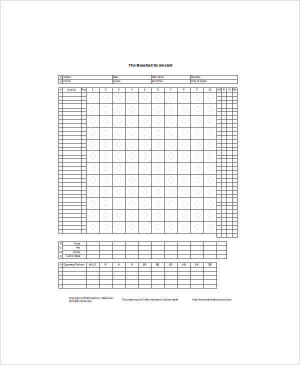 baseball score sheets printable free