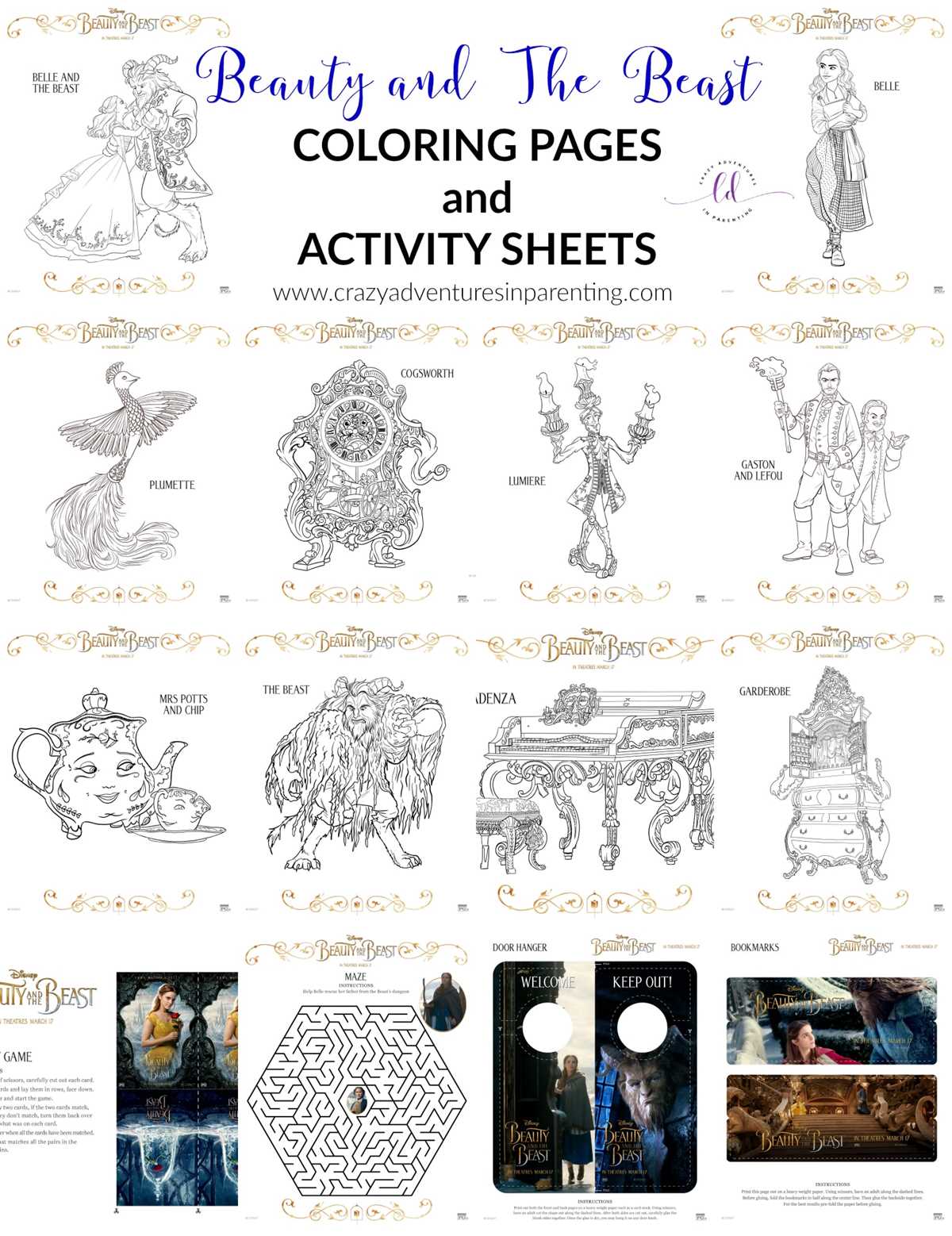 beauty and the beast printables