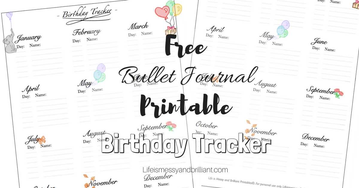 birthday tracker printable