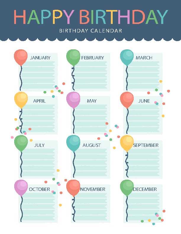 birthday tracker printable