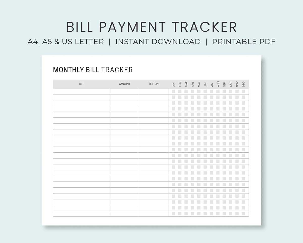 free printable bill tracker