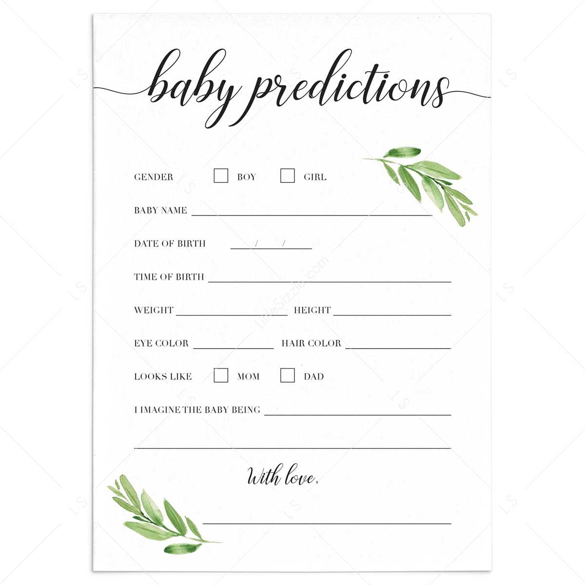 baby predictions free printable baby predictions free printable