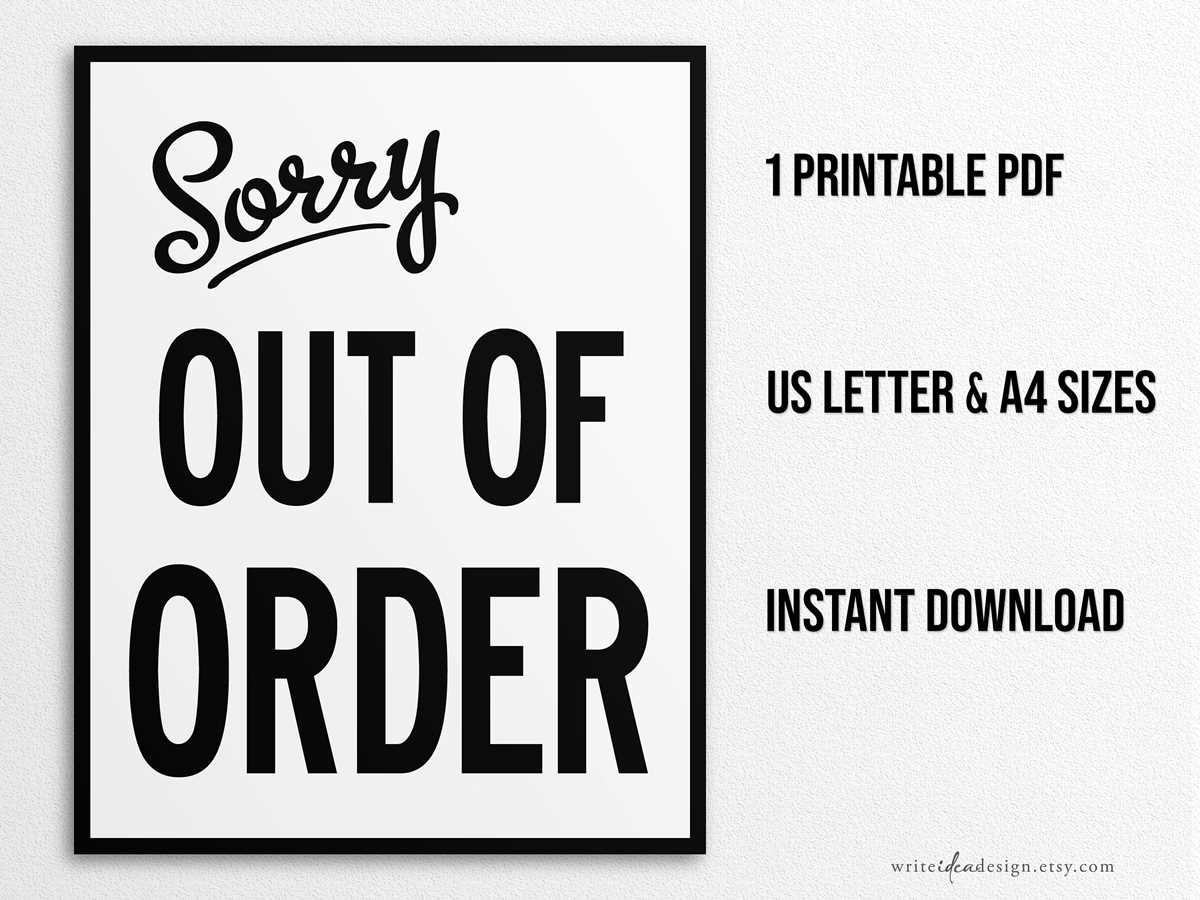 out of order sign printable free