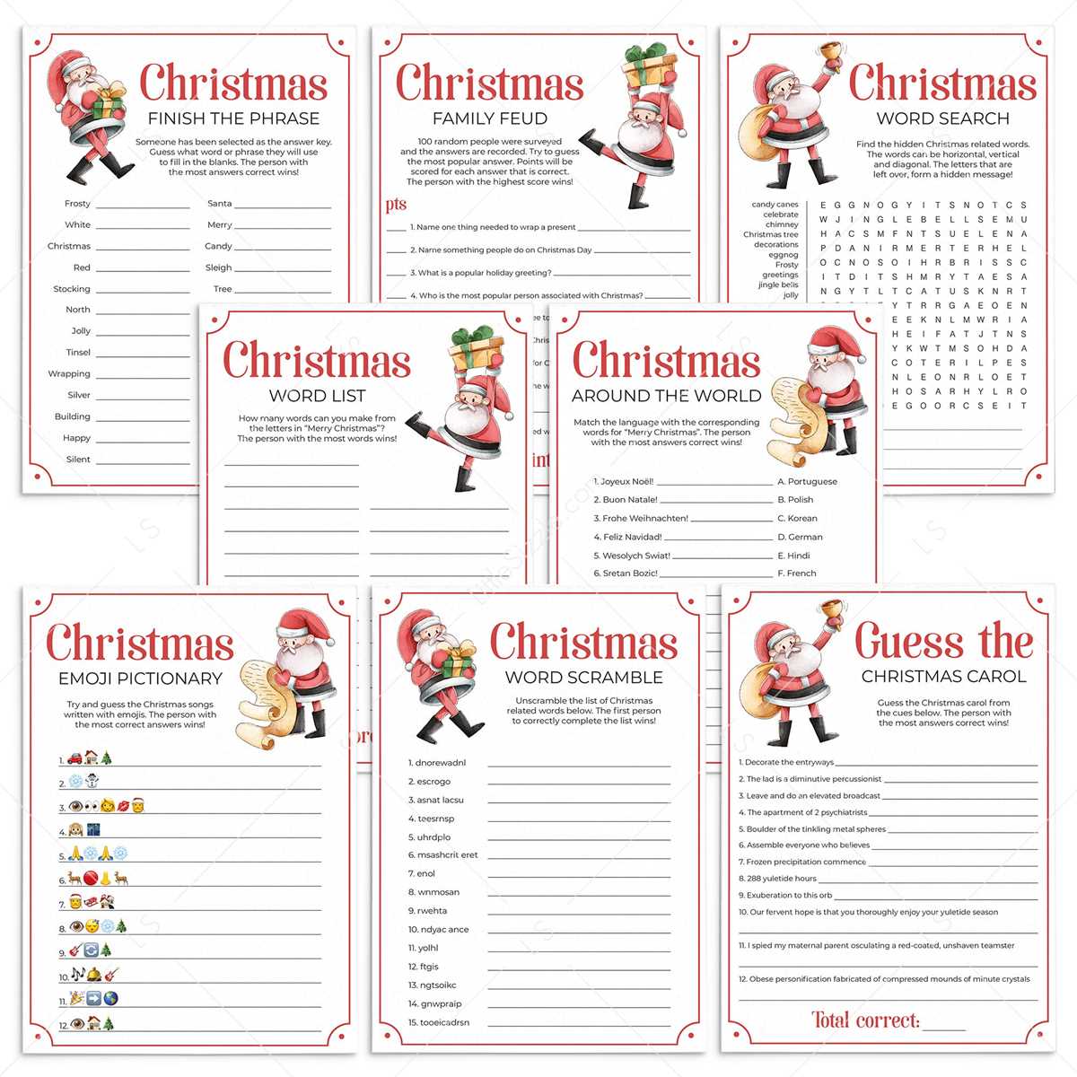 christmas games printable adults
