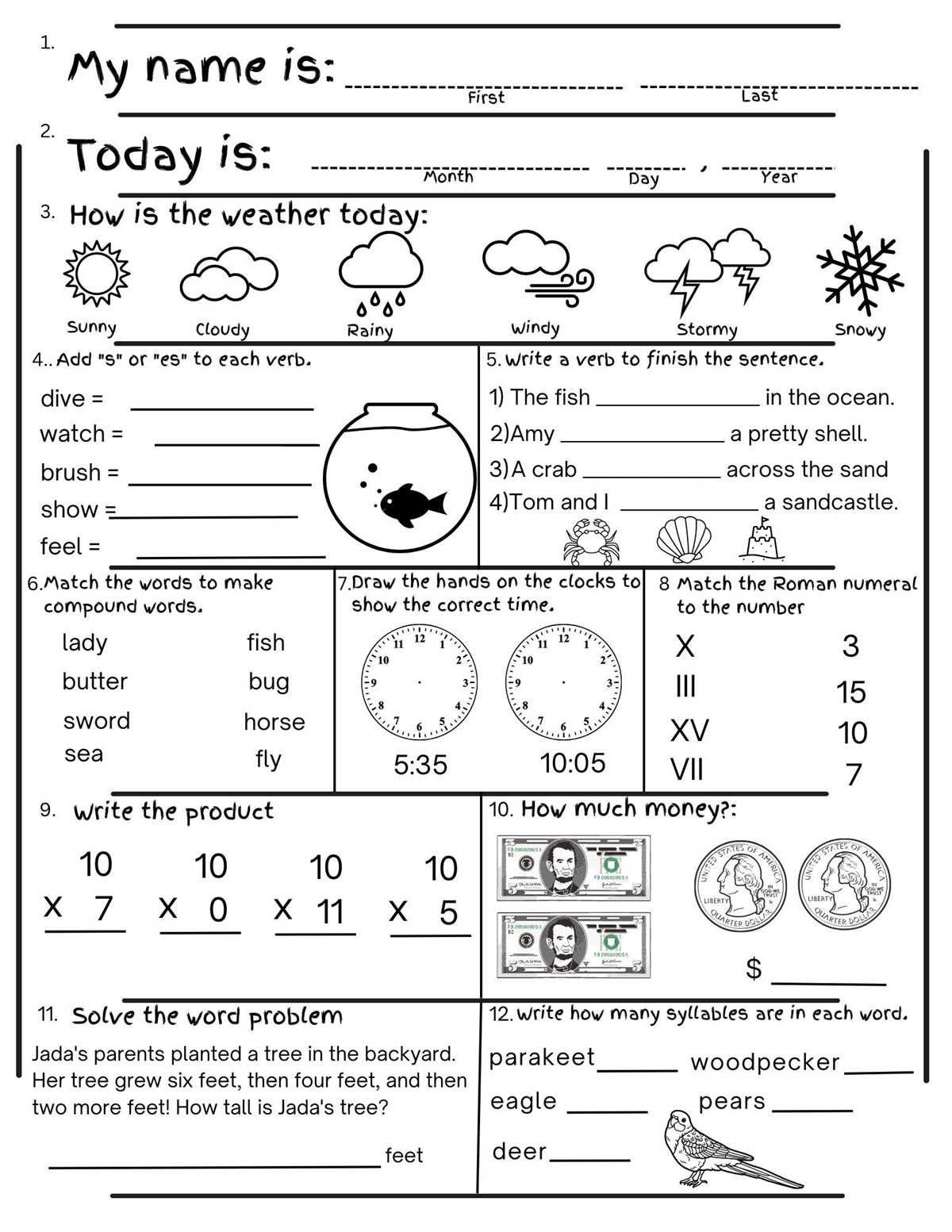 free printable worksheets for second graders free printable worksheets for second graders
