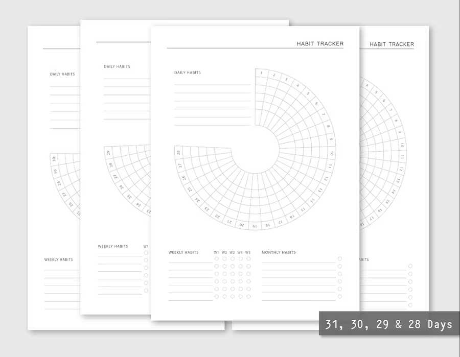 circular habit tracker printable