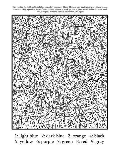 color by number printables hard