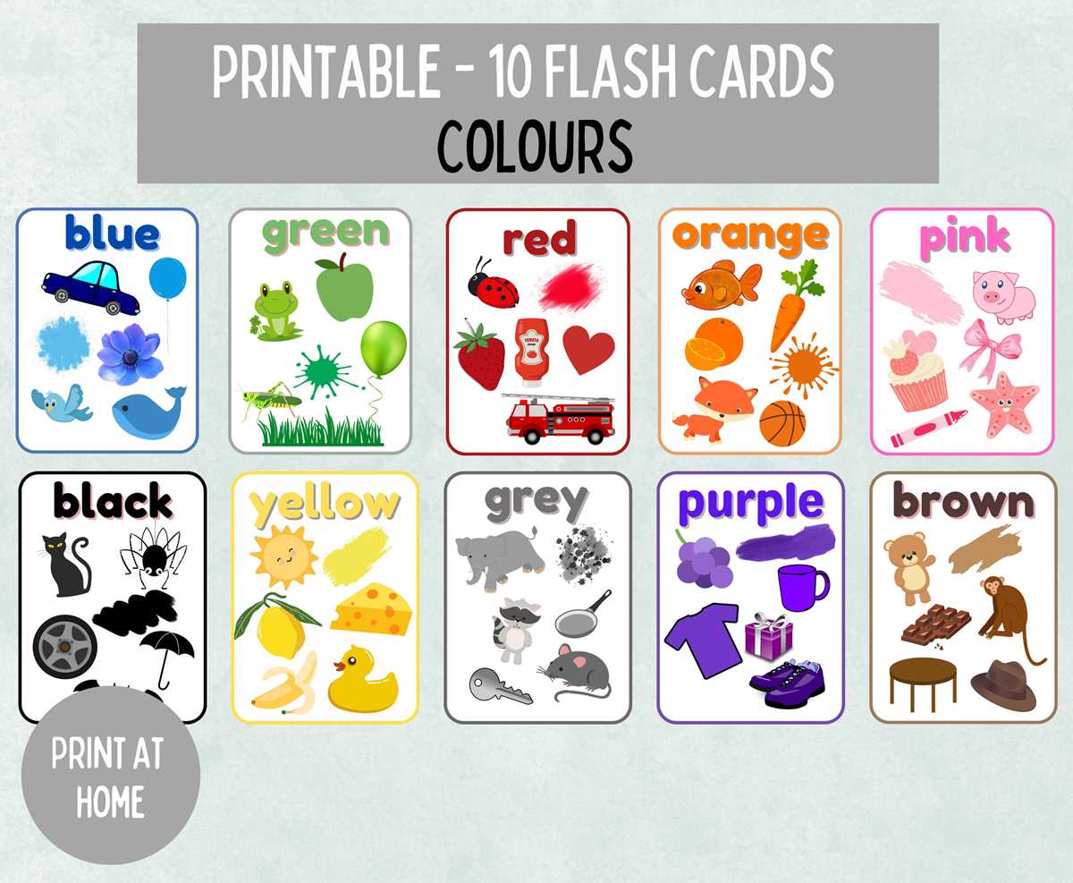color flash cards printable