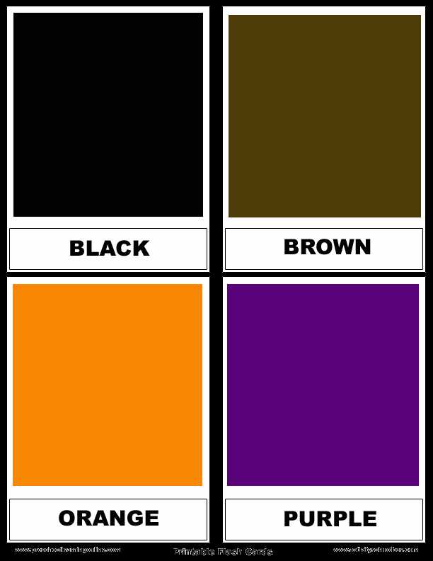 color flash cards printable