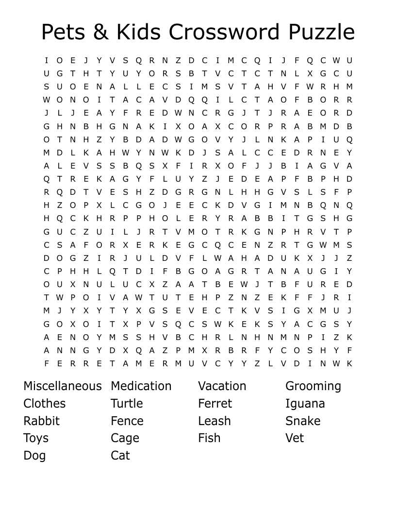 crossword puzzles with word bank printable
