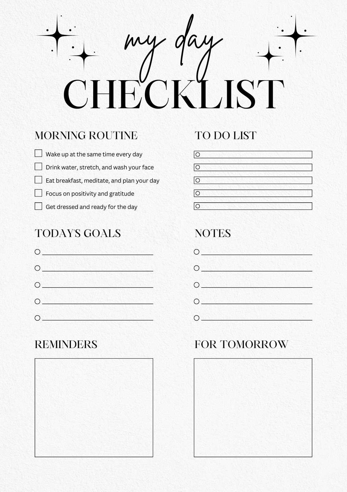 daily printable checklist daily printable checklist