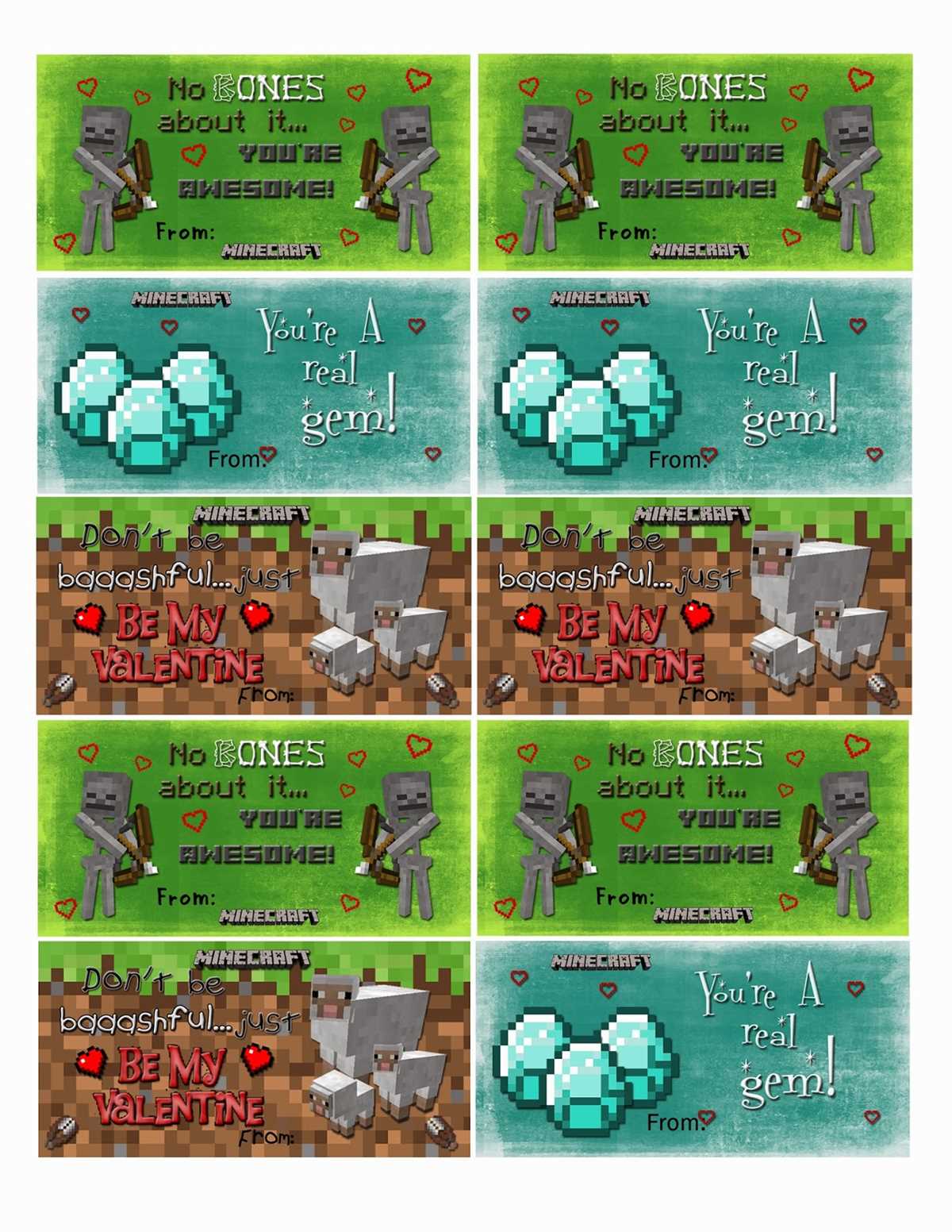 minecraft valentines printable minecraft valentines printable