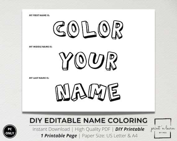 name printables to color