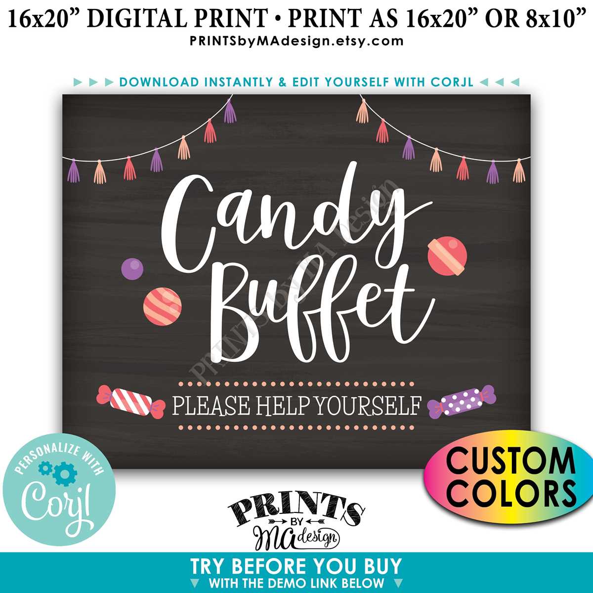 free printable candy buffet signs