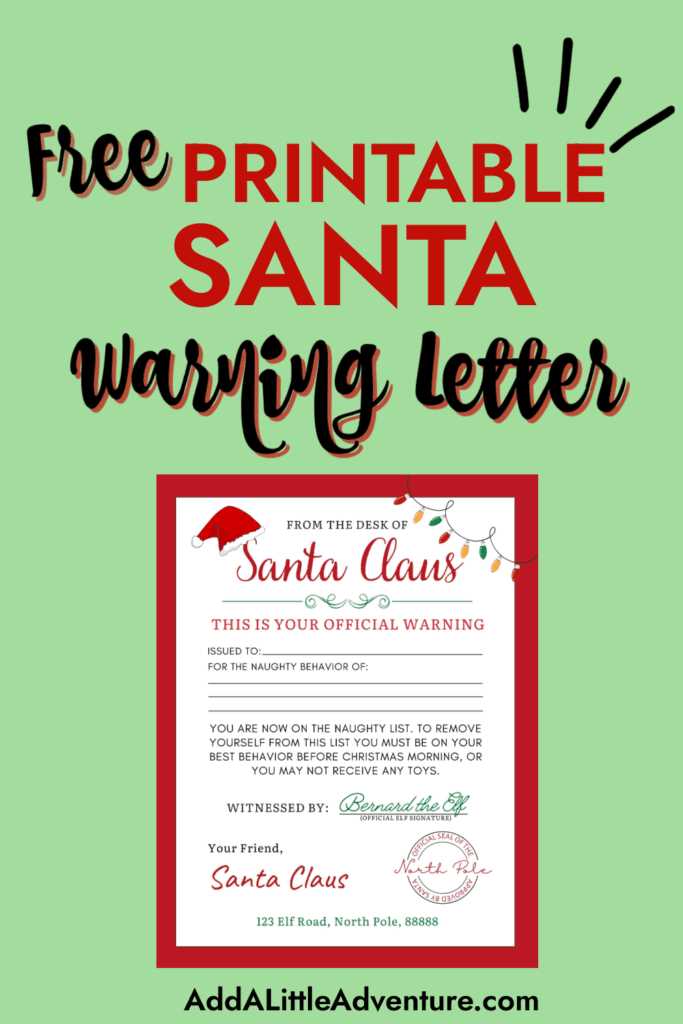 elf warning letter free printable elf warning letter free printable