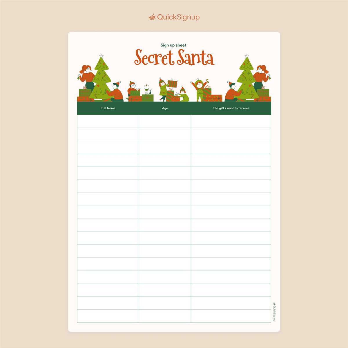 secret santa printable sign up sheet secret santa printable sign up sheet