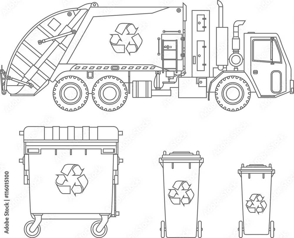printable garbage truck coloring page