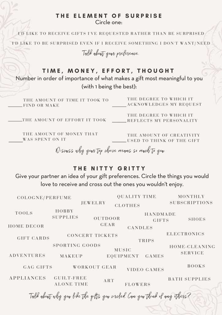 printable gift questionnaire printable gift questionnaire