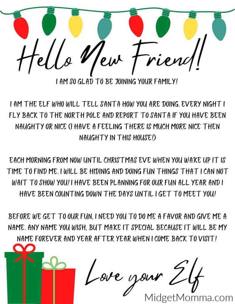 free elf letter printable