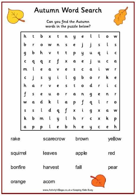 free fall word search printable