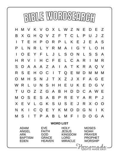 free printable bible word search puzzles