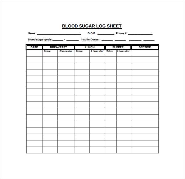 free printable blood glucose log sheet