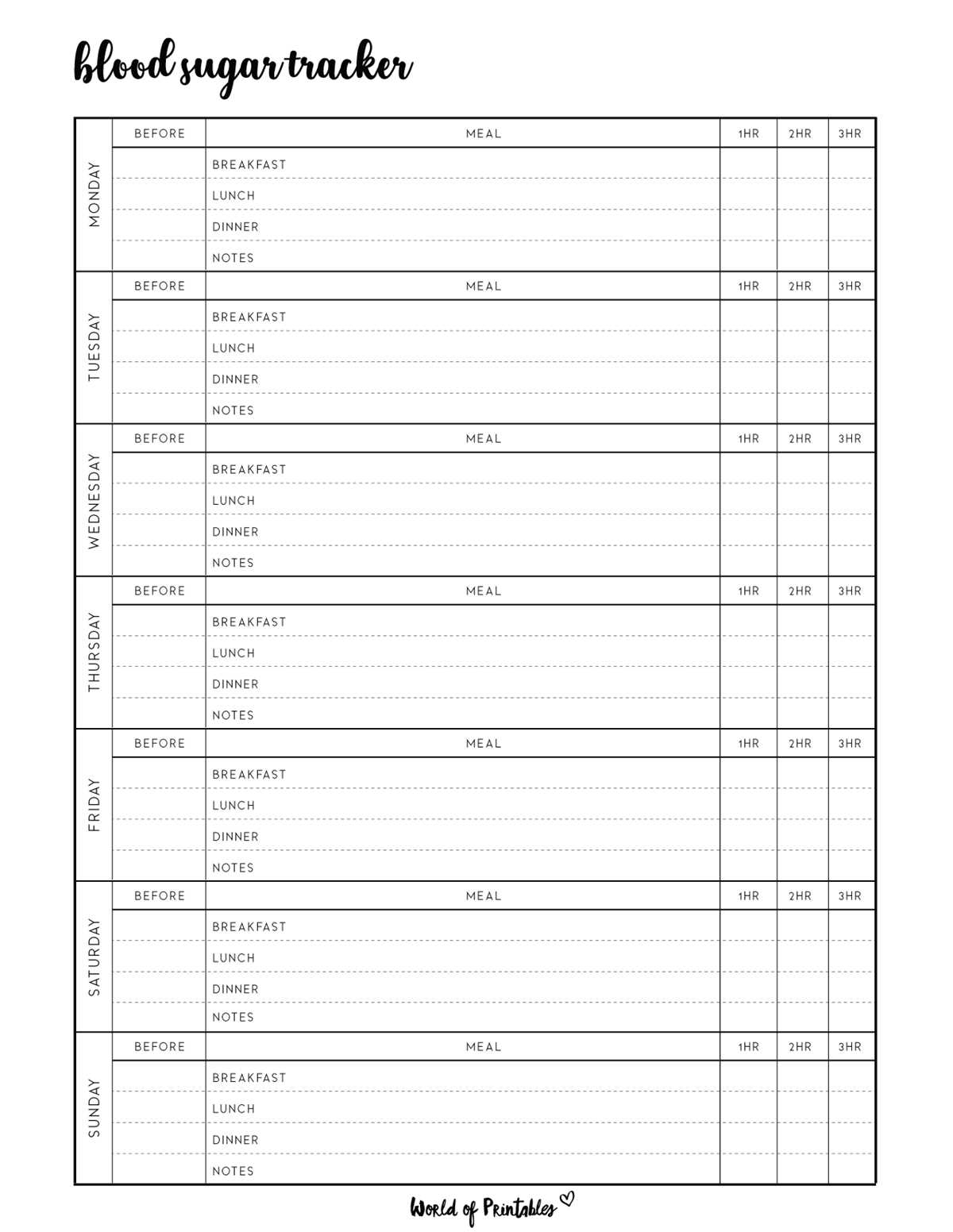 free printable blood glucose log sheet