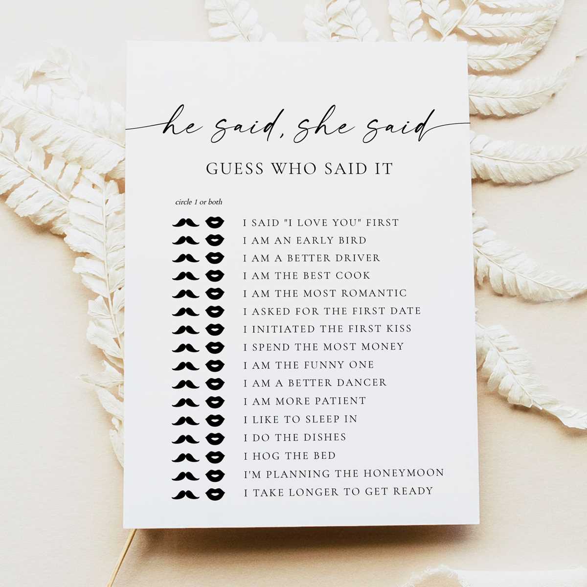free printable bridal shower games he said she said free printable bridal shower games he said she said