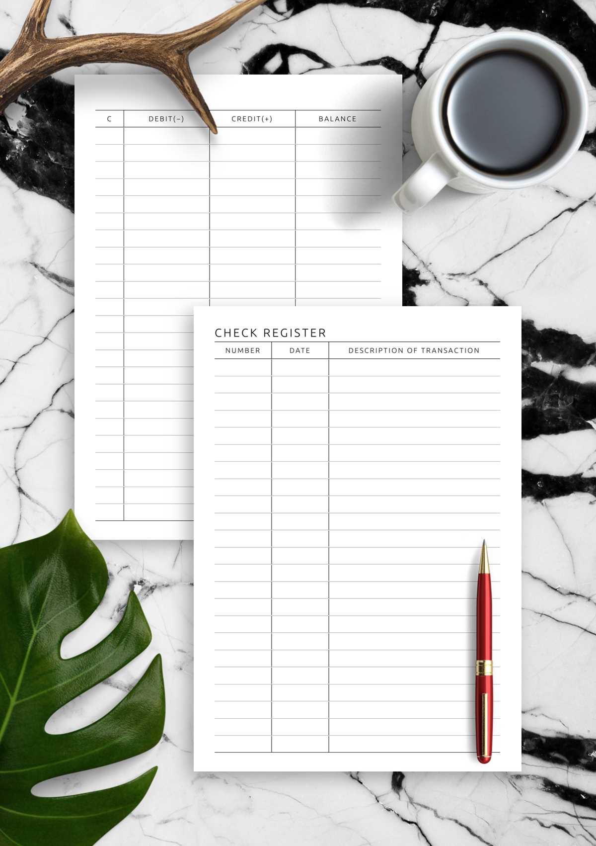 free printable checkbook register full page