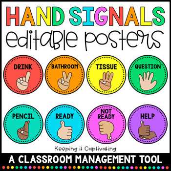 free printable classroom hand signals