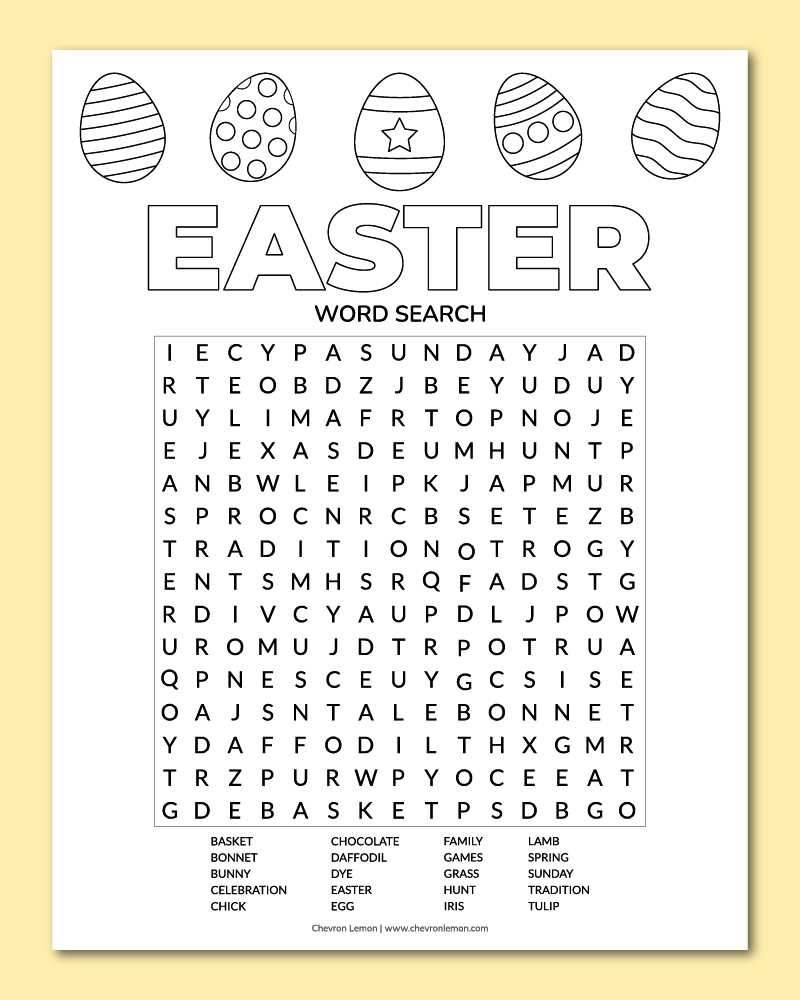 free printable easter word search