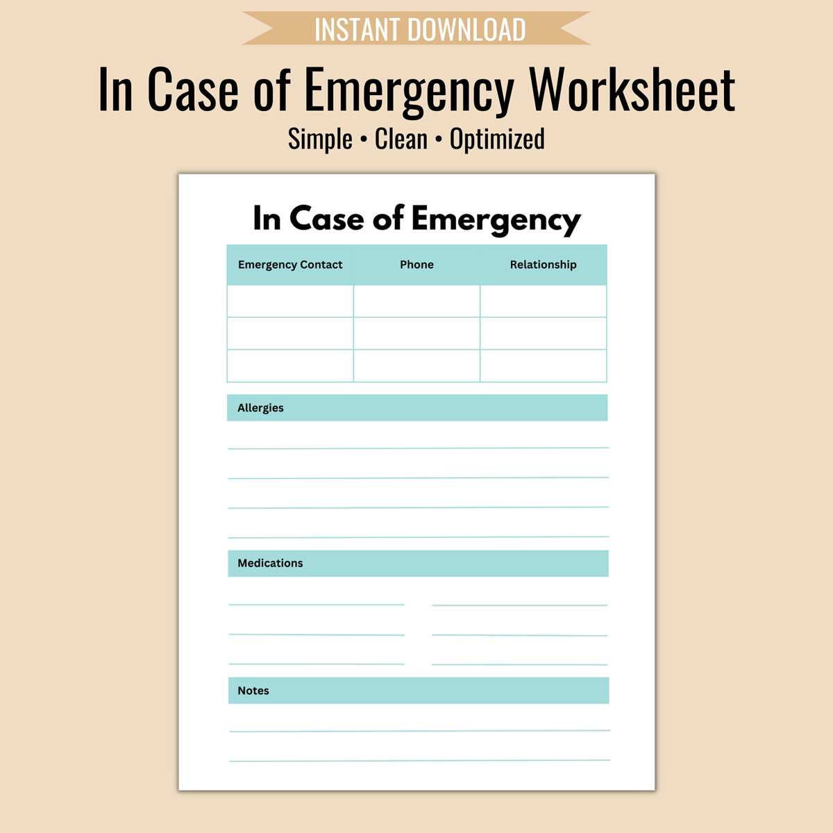 free printable emergency contact form free printable emergency contact form