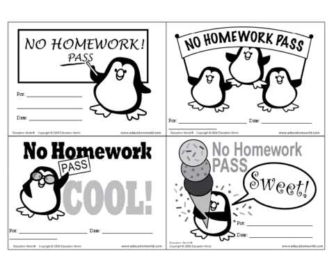 free printable homework passes