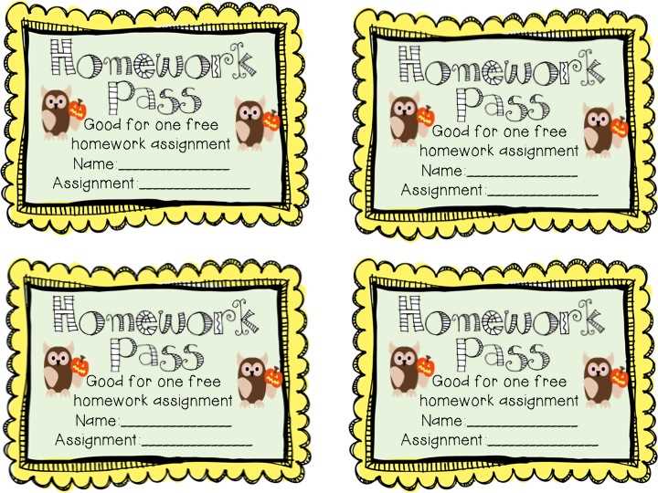 free printable homework passes