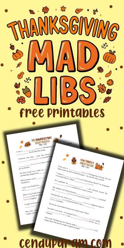 free printable mad libs for thanksgiving