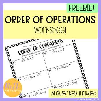 free printable worksheets for order of operations