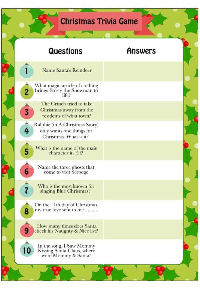free printable xmas trivia free printable xmas trivia